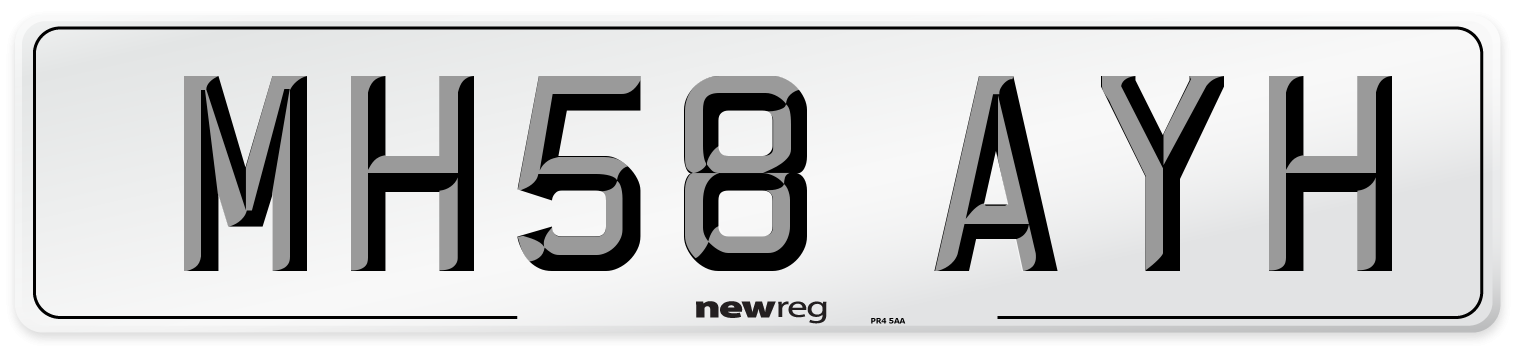 MH58 AYH Number Plate from New Reg
